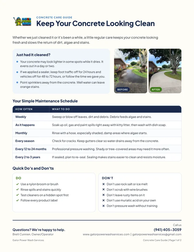 Page 1 of the Concrete Care Guide